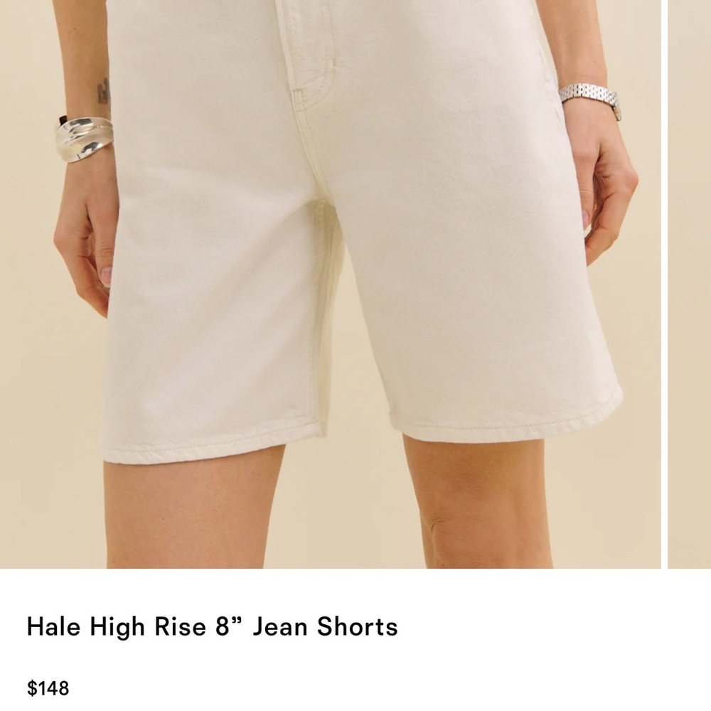 Reformation Hale High Rise Cream Jean Shorts